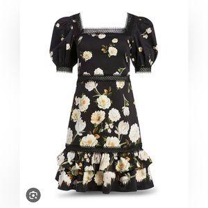 NWT Alice + Olivia Wylie Floral Puff Sleeve Mini Dress